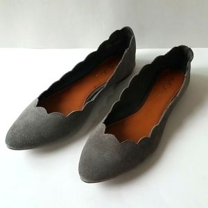 MIA Grey Suede Pointy Ballet Flats Sz 9.5